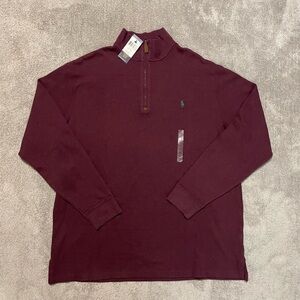 NEW Polo Ralph Lauren 1/4 Zip Sweater Mens XLT Tall Burgundy/Maroon NWT